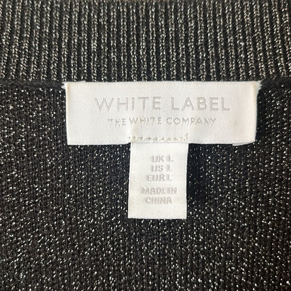 White Label V-neck Sweater Black Gradient Silver Thread Size L Long Sleeves - Picture 5 of 16